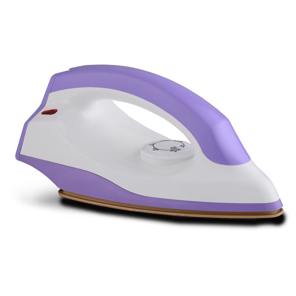 BPL BDIS0041 Adjustable Temperature Setting Heating Up Light Cool Touch Plastic Body 1000 W Dry Iron (Purple, White)