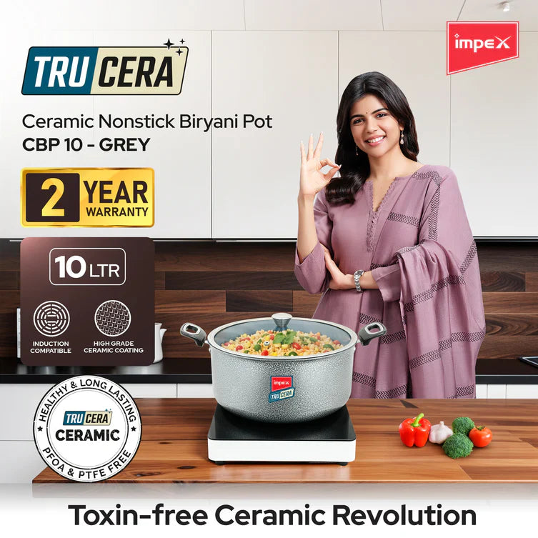 Click to expand Trucera 10L Ceramic Biriyani Pot | Induction, Non-Stick | 2 Year Warranty