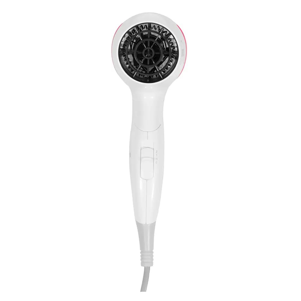 BPL 1200W Foldable Hair Dryer with Ionic Air Function for fast dry and silky hair, 3 Temperature Settings, Overheat Protection, Detachable Concentrator, 2 Years Warranty, White and Pink