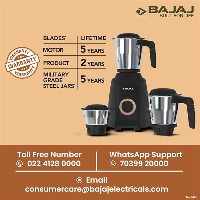 Bajaj Military Series Finesse 750W Mixer Grinder