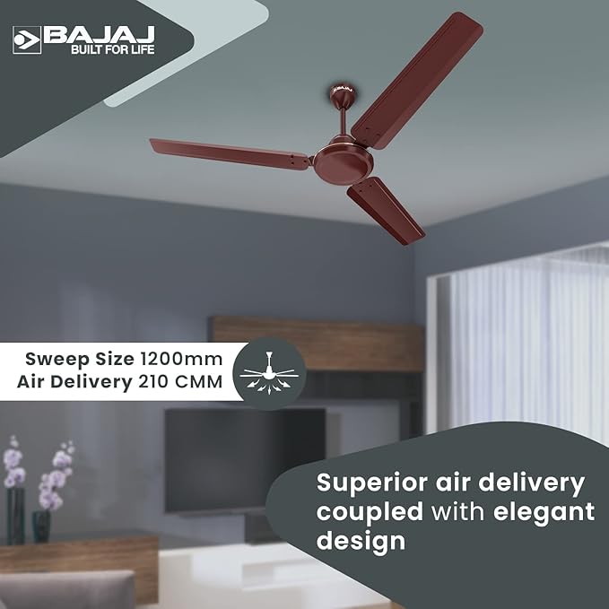 Bajaj Durato 12S1 1200MM (48") Ceiling Fans For Home | Bee Star Rated Energy Efficient Ceiling Fan | ThermaTuff Technology | High Air Delivery & High Speed 400 RPM | 3-Yrs Warranty