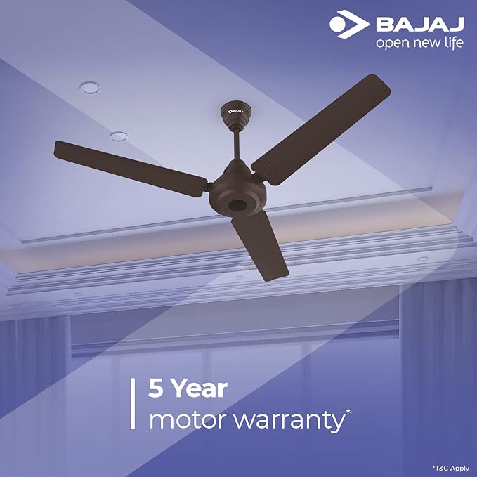 Bajaj Energos 26 1200 MM (48 inch) Energy Efficient 5 Star Rated BLDC Ceiling Fan with Remote 【Red Walnut】