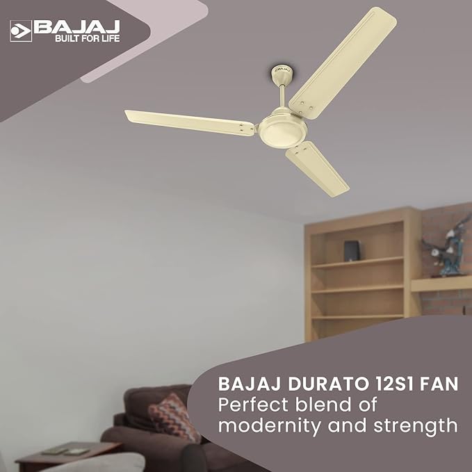 Bajaj Durato 12S1 1200MM (48") Ceiling Fans For Home | BEE Star Rated Energy Efficient Ceiling Fan | Thermatuff Technology | High Air Delivery & High Speed 400 RPM | 3-Yr Warranty