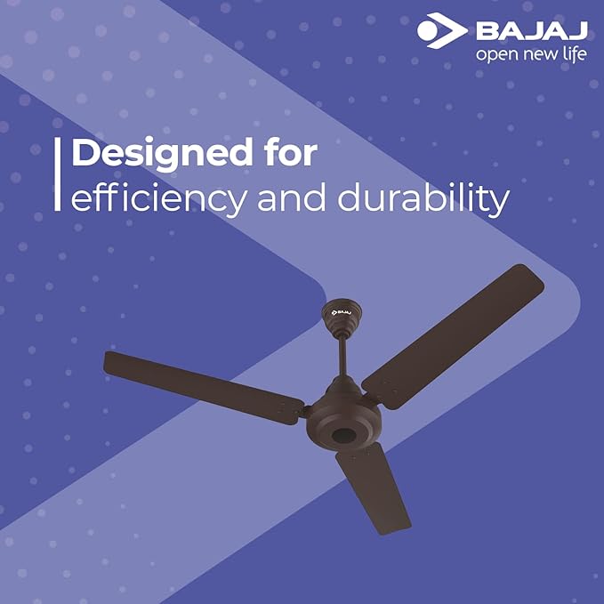 Bajaj Energos 26 1200 MM (48 inch) Energy Efficient 5 Star Rated BLDC Ceiling Fan with Remote 【Red Walnut】