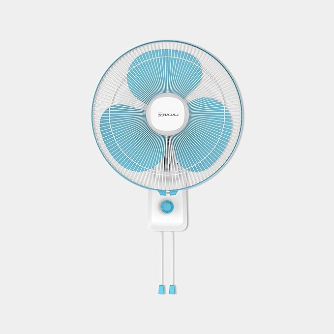 Bajaj Robusto 400MM Oscillating Wall Fan for Home | DuraBreezeTM Technology | Surge Protection | 100% Copper Motor | High Air Delivery | Modern Décor | 3 Years Warranty 【Icy Blue & White】