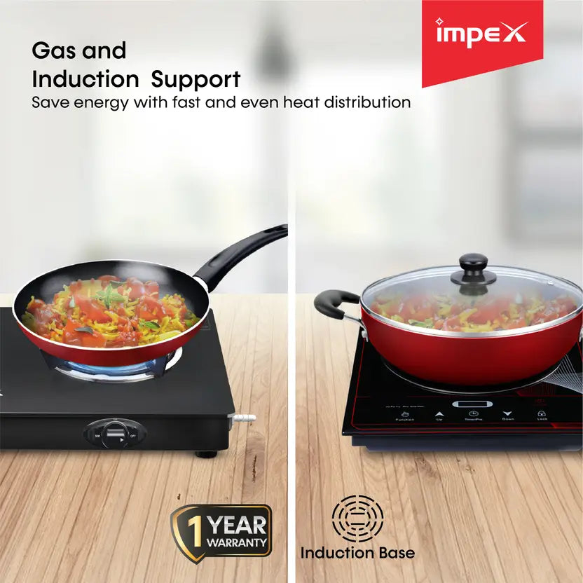 IMPEX (KUK 5) 7 pcs Induction Bottom Non-Stick Coated Cookware Set (Aluminium, 7 - Piece)