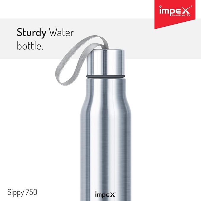Impex SIPPY-750 Stainless Steel Water Bottle (750 ml,Set of 1,Silver)
