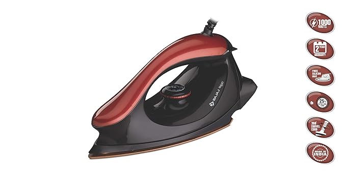 Bajaj Majesty One 1000-Watt Dry Iron (Red/Black)