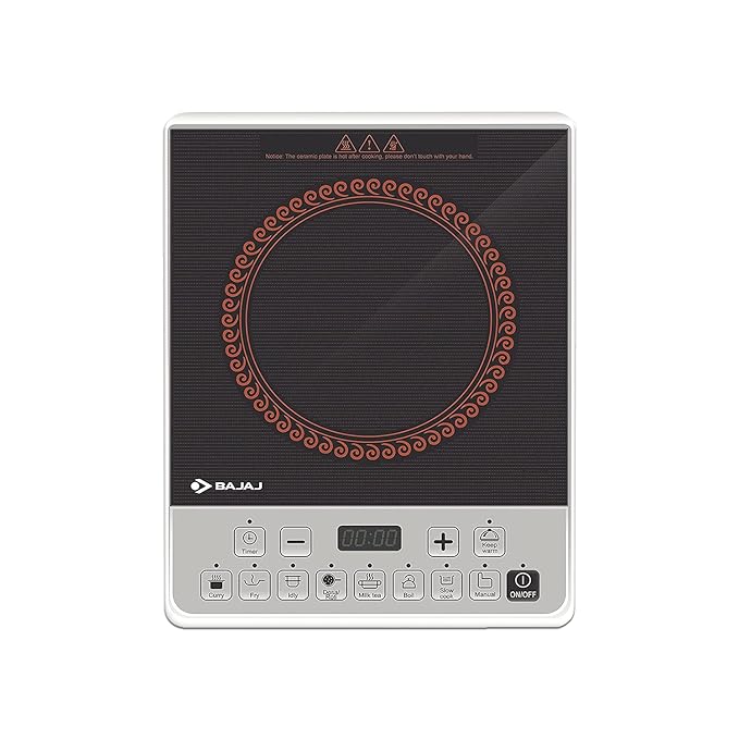 Bajaj Majesty ICX Pearl 1900W Induction Cooktop with Pan sensor and Voltage Pro Technology, Black