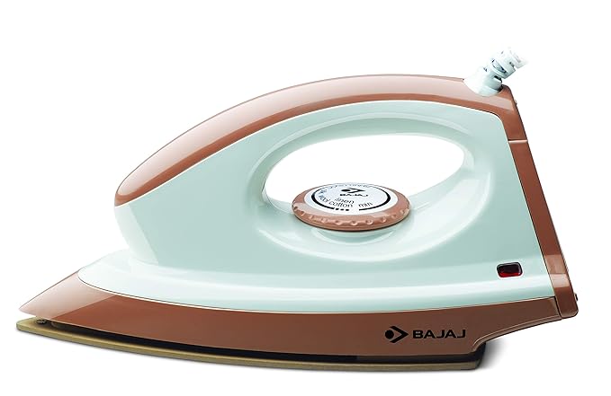 Bajaj ABS Majesty Canvas 1000-Watt Dry Iron | Teflon Coating | Thermal Safety Fuse | 360 Degree Swivel Cord | Cool Touch Body | 2-Yrs Warranty 【Brown】
