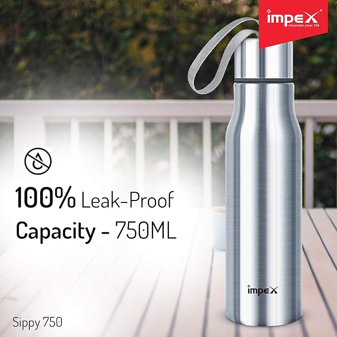 Impex SIPPY-750 Stainless Steel Water Bottle (750 ml,Set of 1,Silver)