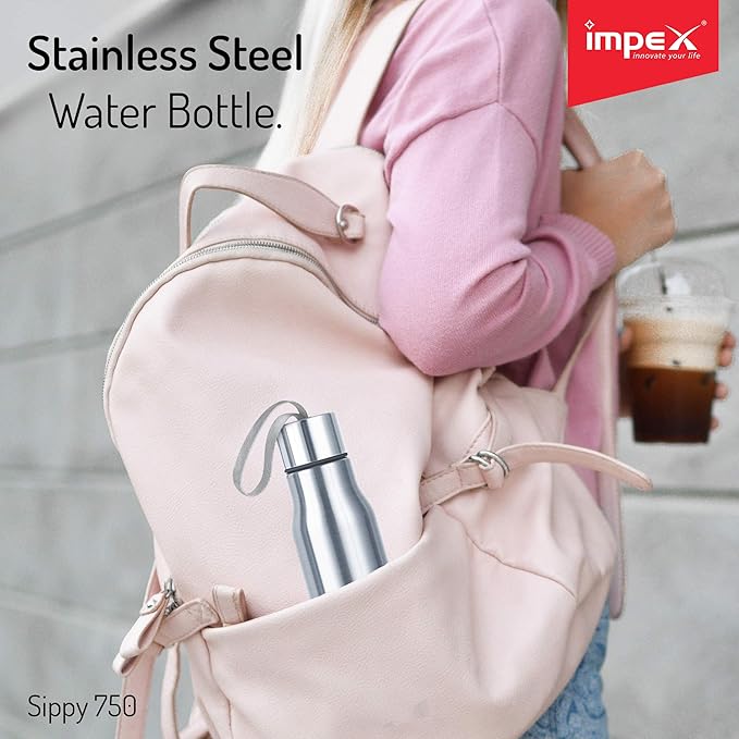 Impex SIPPY-750 Stainless Steel Water Bottle (750 ml,Set of 1,Silver)