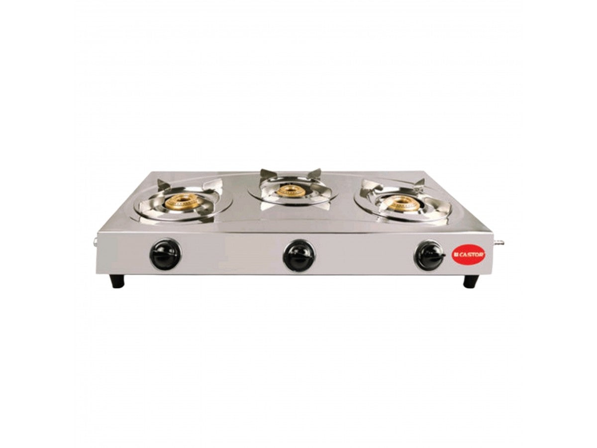 Castor 3 Burner Stainless Steel Gas Stove