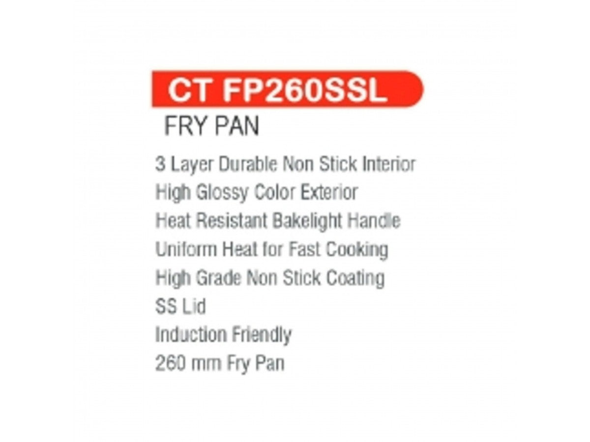 Castor Fry Pan with SS Lid CT FP260SSL