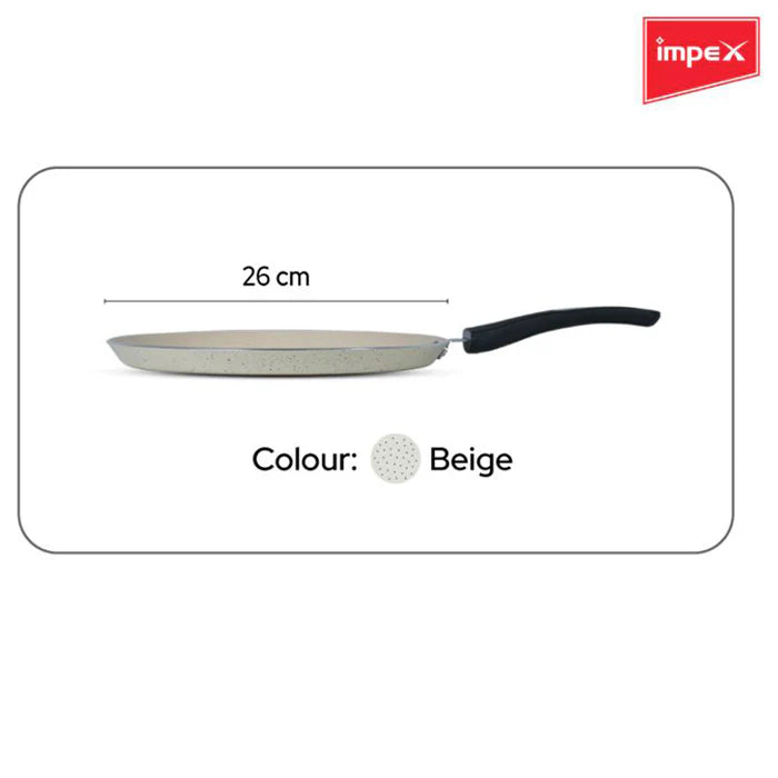 IMPEX Royal Granite Tawa pan 26 cm IB (RTP26B) Tawa 26 cm diameter (Aluminium, Non-stick, Induction Bottom)