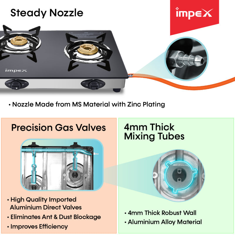 3-Burner Glasstop Gas Stove | Aspira 3B