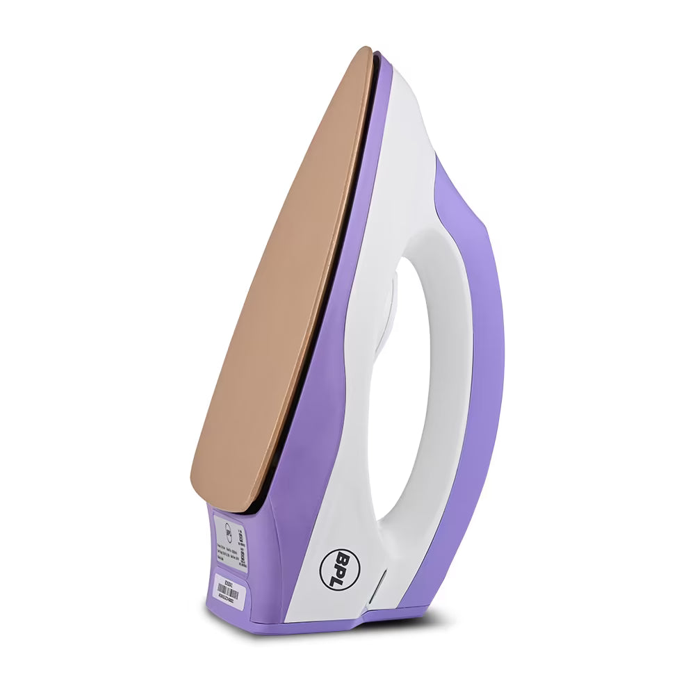 BPL BDIS0041 Adjustable Temperature Setting Heating Up Light Cool Touch Plastic Body 1000 W Dry Iron (Purple, White)