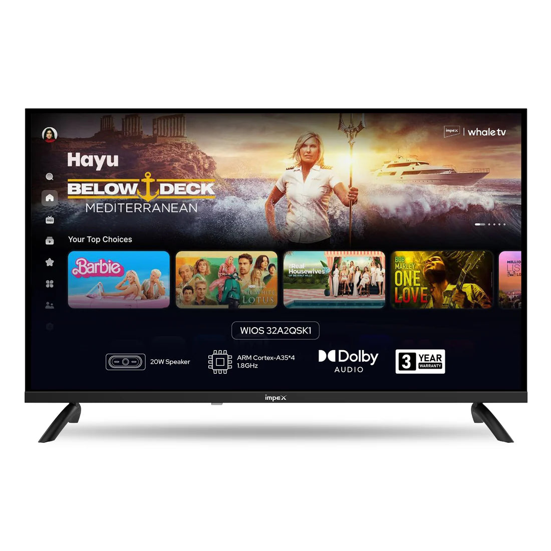 Impex WIOS Whale Series 32-inch HD QLED Smart TV (WIOS 32A2QSK1) with HDR10, Dolby Audio, and 3-Year Warranty (Black)