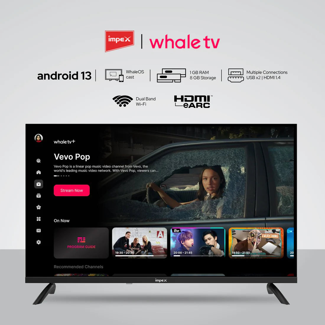 Impex WIOS Whale Series 32-inch HD QLED Smart TV (WIOS 32A2QSK1) with HDR10, Dolby Audio, and 3-Year Warranty (Black)