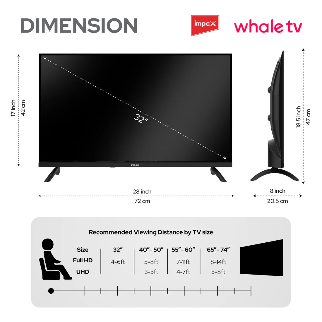 Impex WIOS Whale Series 32-inch HD QLED Smart TV (WIOS 32A2QSK1) with HDR10, Dolby Audio, and 3-Year Warranty (Black)