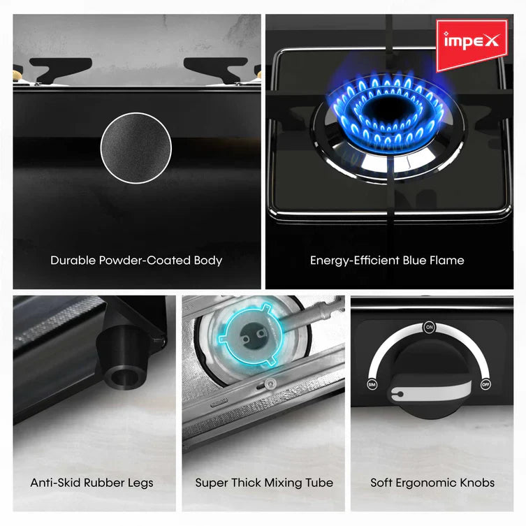 Impex 3-Burner Glasstop Gas Stove (Glaze 3B)