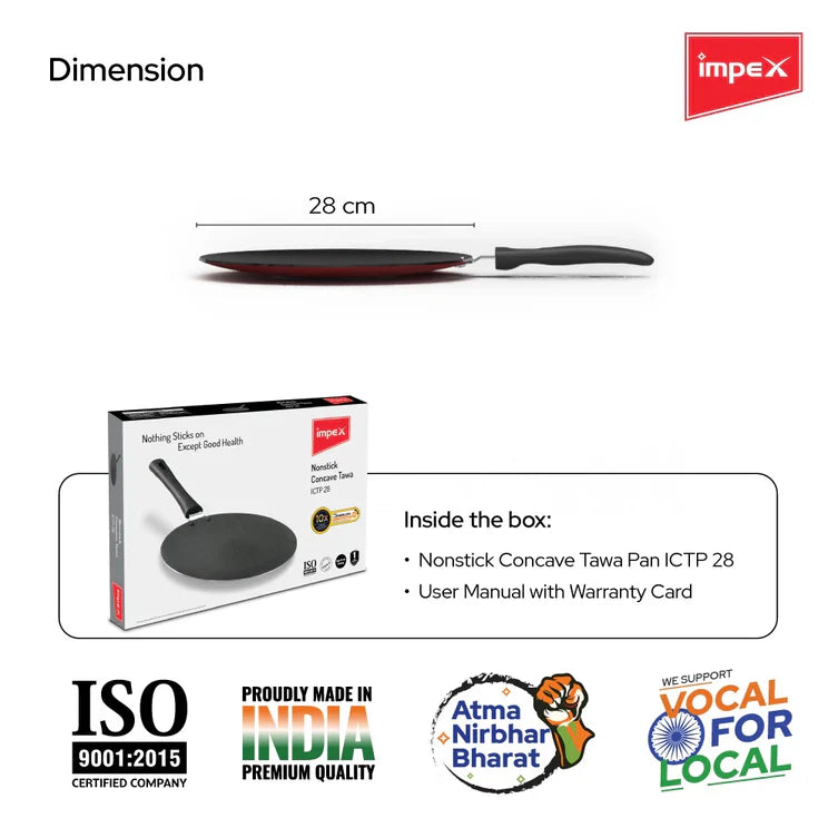 Impex Nonstick Aluminium Tawa Pan (ICTP-28)