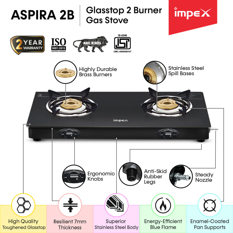 Glasstop Gas Stove ASPIRA 2B