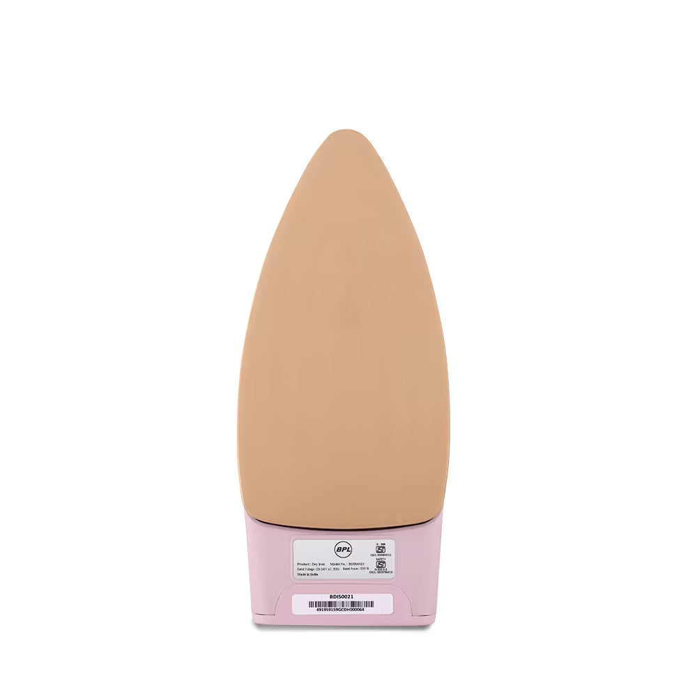 BPL BDIS0021 Adjustable Temperature Setting Heating Up Light Cool Touch Plastic Body 1000 W Dry Iron (Pink, White)