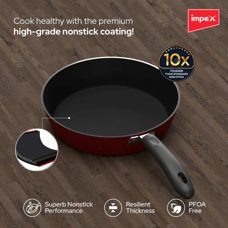 Impex IFP 2655 Premium Induction Based Nonstick Coated Aluminium Fry Pan (26 cm,Maroon)