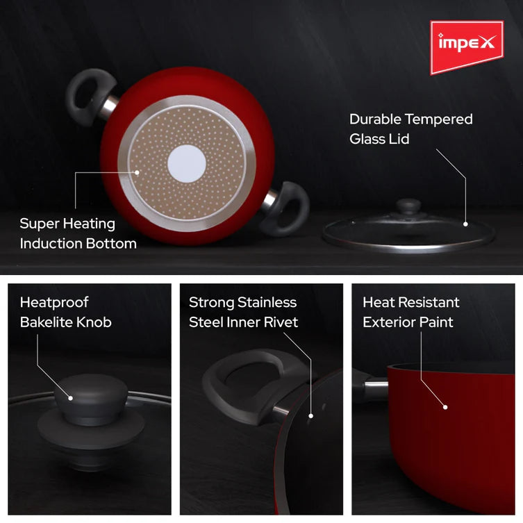 Impex ISP-2075 Aluminium Non Stick Induction Base Sauce Pan(2 Litres , 20 cm)