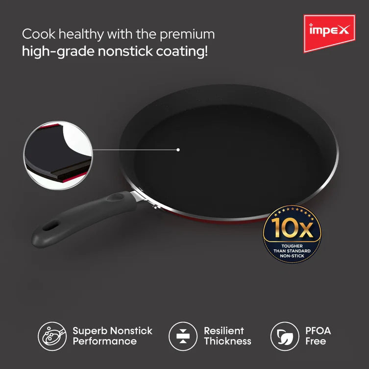 Impex ITP-2820 Induction Base Nonstick Aluminium Tawa Pan (28 cm,Maroon)