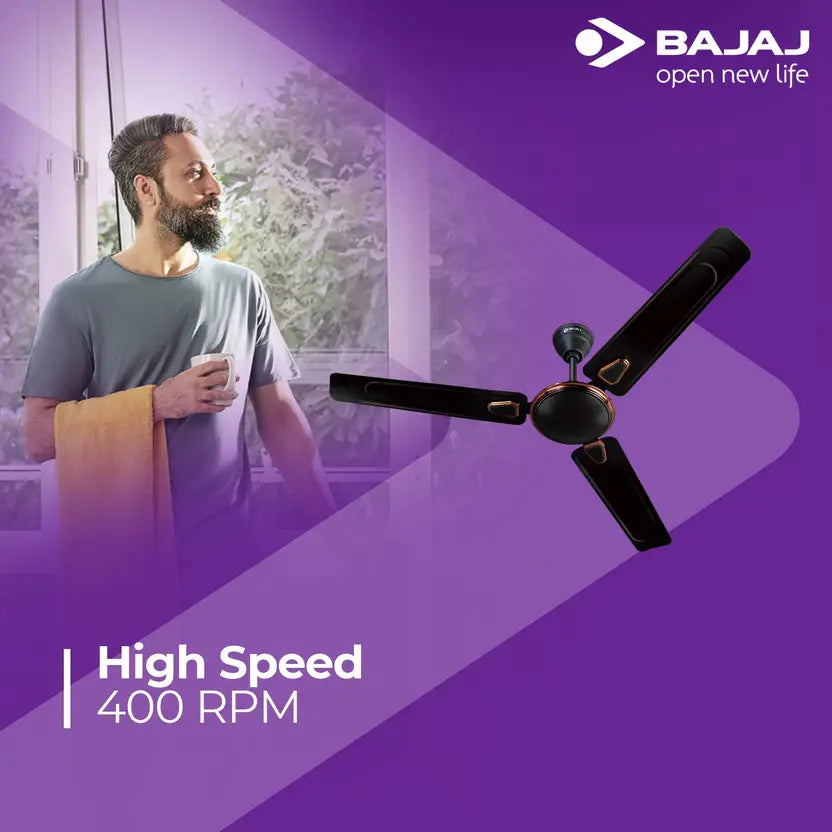 BAJAJ Edge HS Deco Neo 1200 mm 3 Blade Ceiling Fan (Choco Brown | Pack of 1)