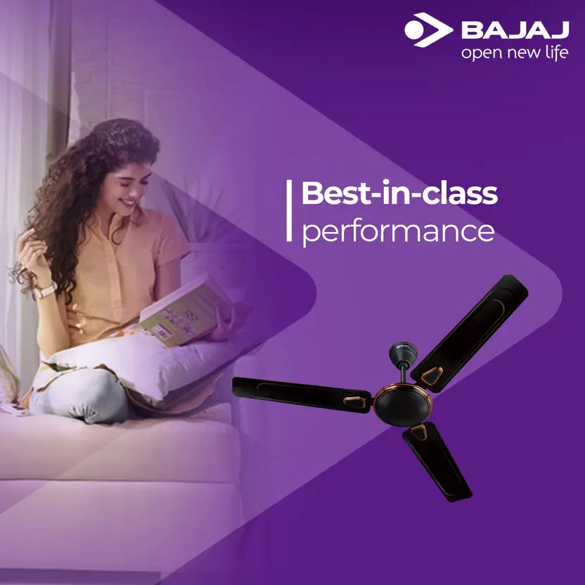 BAJAJ Edge HS Deco Neo 1200 mm 3 Blade Ceiling Fan (Choco Brown | Pack of 1)