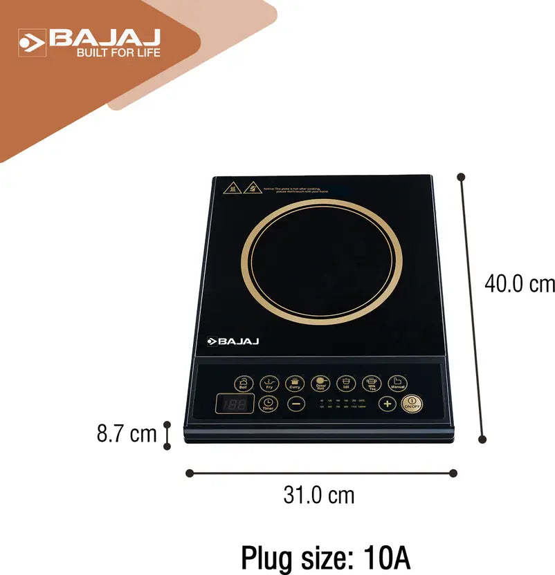 BAJAJ 1300 W Induction Cooktop Push Button (Black, ICX 130)