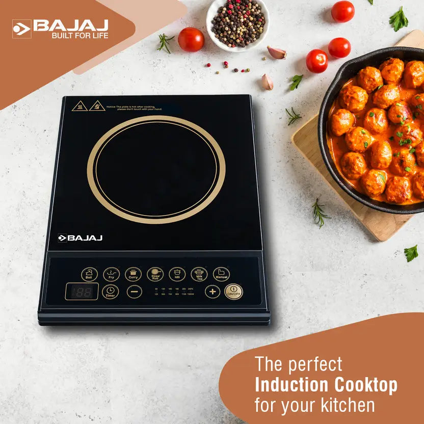 BAJAJ 1300 W Induction Cooktop Push Button (Black, ICX 130)