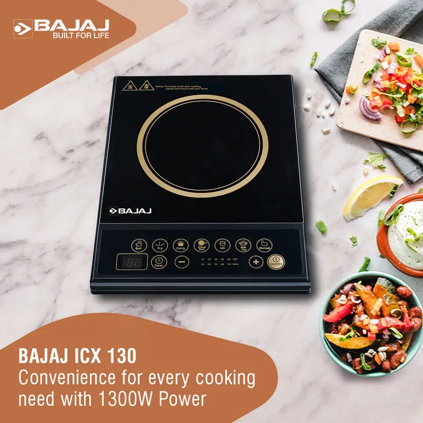 BAJAJ 1300 W Induction Cooktop Push Button (Black, ICX 130)