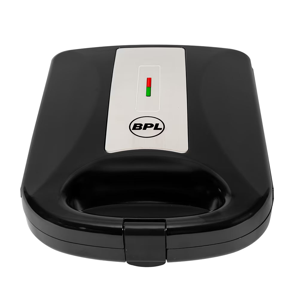 BPL 1200W 4-Slice Grill Sandwich Maker with Large Non-Stick Coating Plates, Cool Touch Handle with Lock, Ready Function LED Indicator, 2 Years Warranty, Black