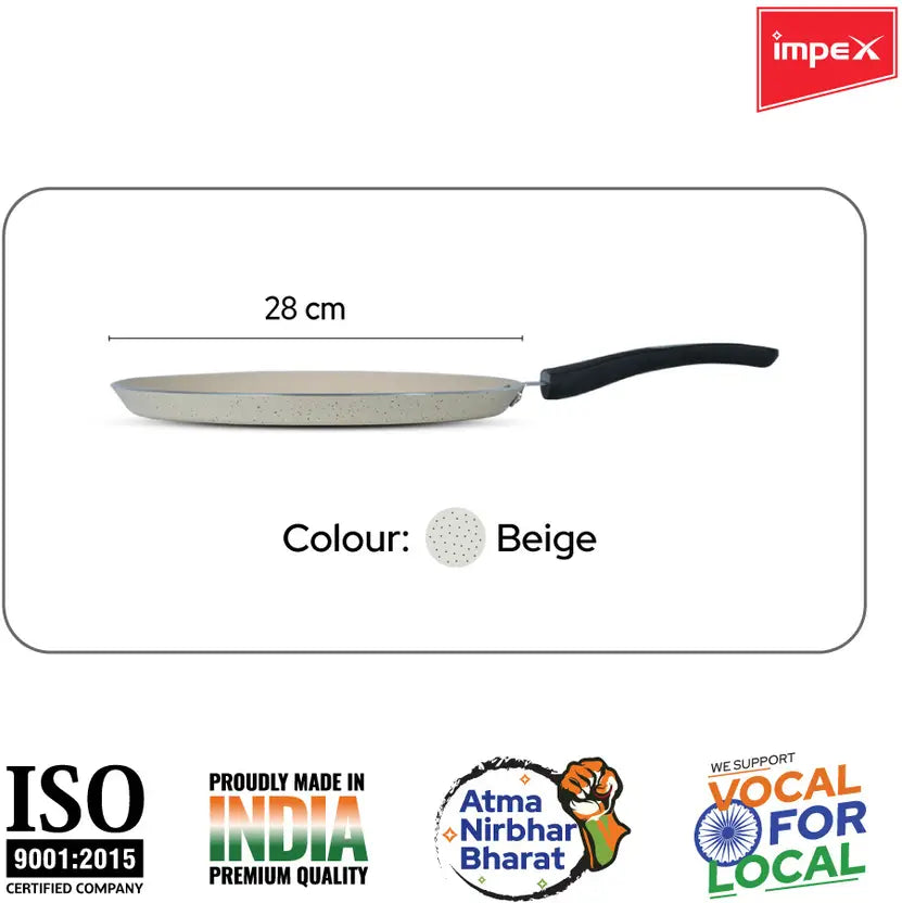 IMPEX Royal Super Granite 5 Layer Tawa pan 28 cm IB (RTP28B) Tawa 28 cm diameter (Aluminium, Non-stick, Induction Bottom)