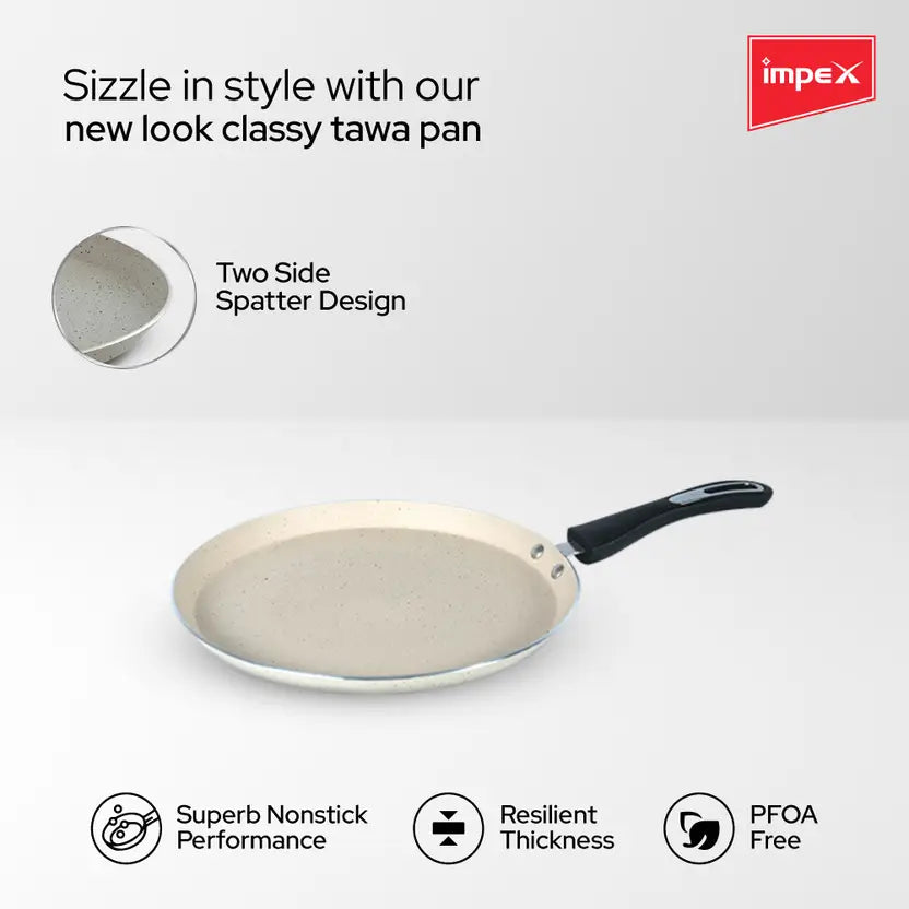 IMPEX Royal Super Granite 5 Layer Tawa pan 28 cm IB (RTP28B) Tawa 28 cm diameter (Aluminium, Non-stick, Induction Bottom)