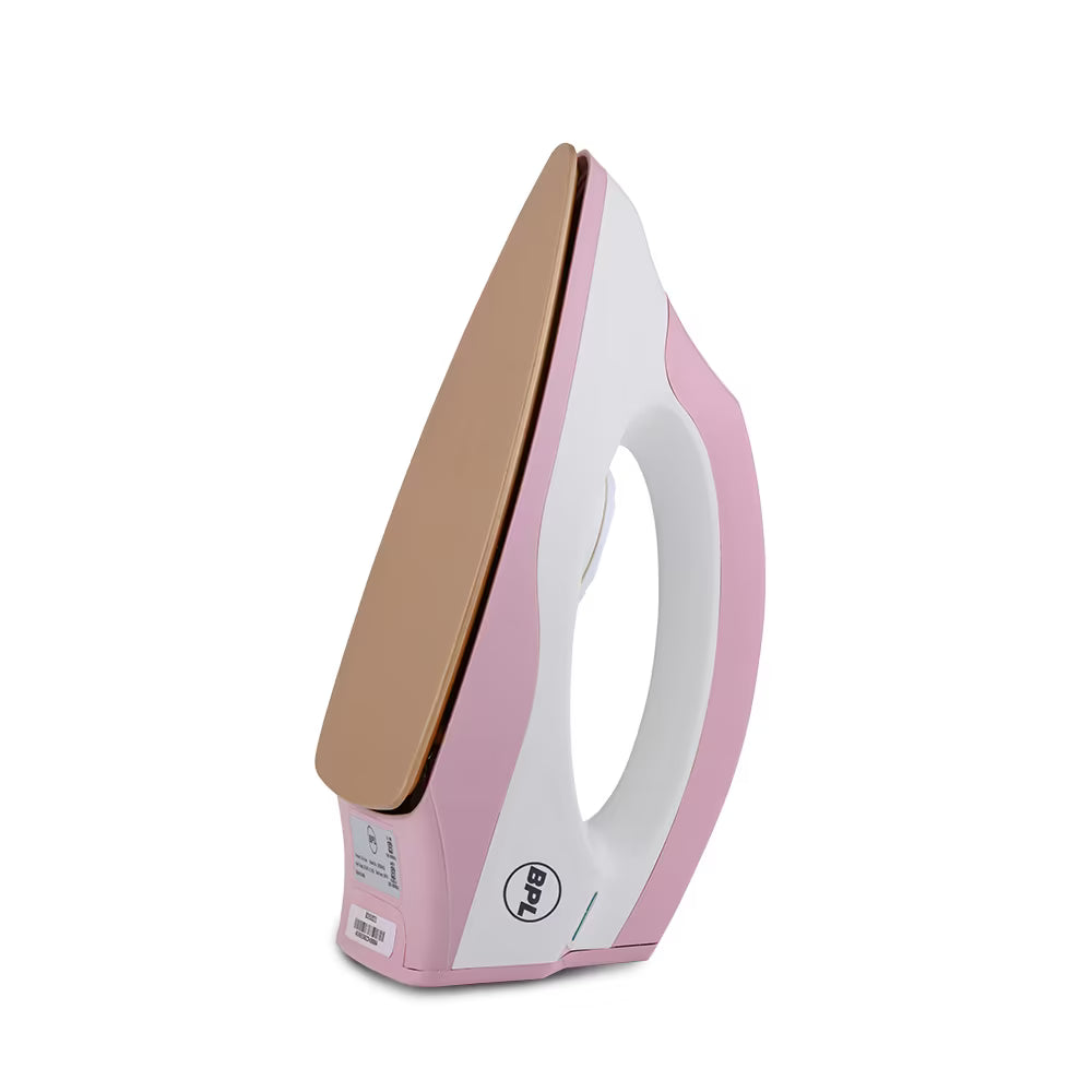 BPL BDIS0021 Adjustable Temperature Setting Heating Up Light Cool Touch Plastic Body 1000 W Dry Iron (Pink, White)