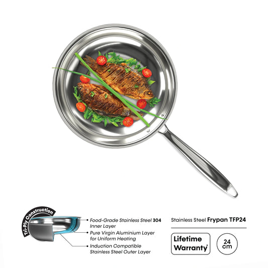 Tri-ply Stainless Steel Frypan | Serene Series | TFP24