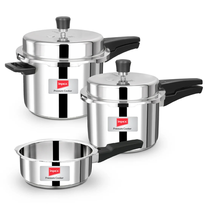 Impex Stainless Steel Pressure Cooker Family Combo | 5 Years Warranty |