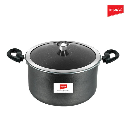 Impex Biryani Pot 6 Ltr With RIB (IBP6) – Non-Stick, Induction Friendly, Aluminium with Granite Coating, 1-Year Warranty