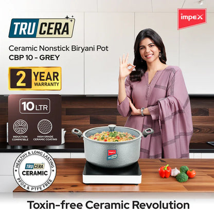 Click to expand Trucera 10L Ceramic Biriyani Pot | Induction, Non-Stick | 2 Year Warranty