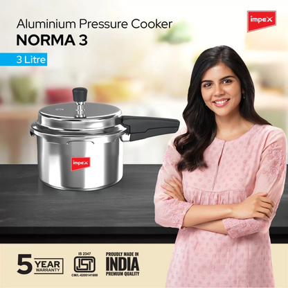 Impex Aluminium  Pressure Cooker 3 L ( ECO 3  ) | 5 Years Warranty |