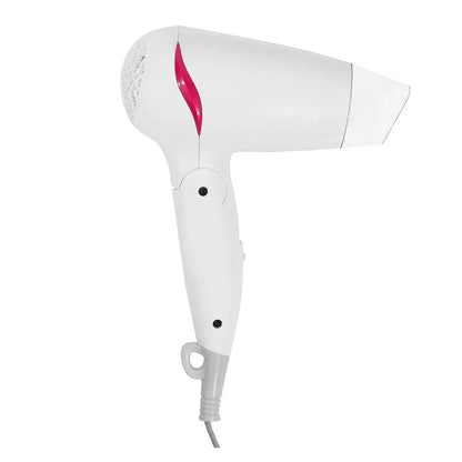 BPL 1200W Foldable Hair Dryer with Ionic Air Function for fast dry and silky hair, 3 Temperature Settings, Overheat Protection, Detachable Concentrator, 2 Years Warranty, White and Pink