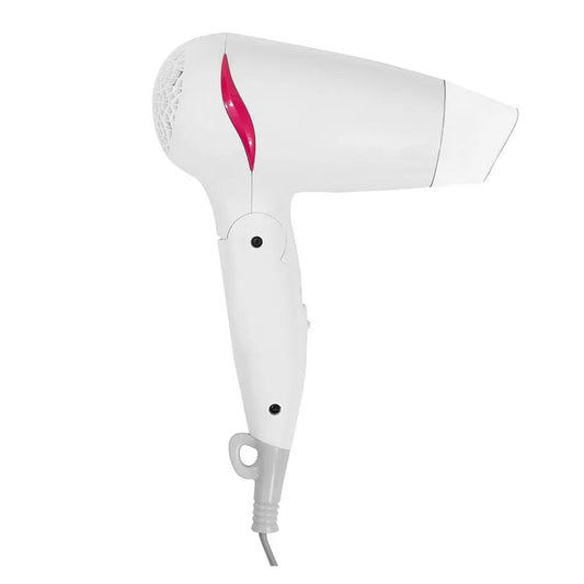 BPL 1200W Foldable Hair Dryer with Ionic Air Function for fast dry and silky hair, 3 Temperature Settings, Overheat Protection, Detachable Concentrator, 2 Years Warranty, White and Pink