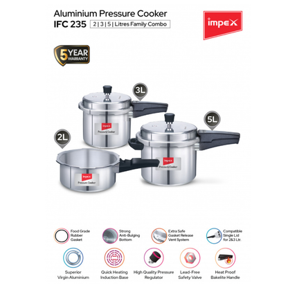 Impex Alu Pressure Cooker Family Combo (ECO 235)