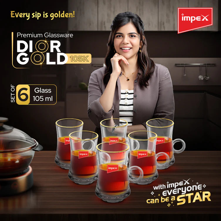 Impex Premium Glassware Dior Gold 105 K - Glass, 105 ml