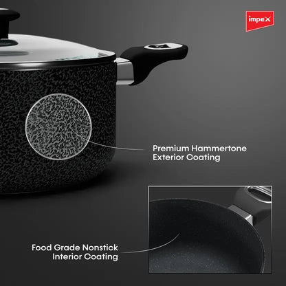 IMPEX Royal Granite 5 Layer 8 Pcs Non-Stick Coated Cookware Set  (Aluminium, 4 - Piece)
